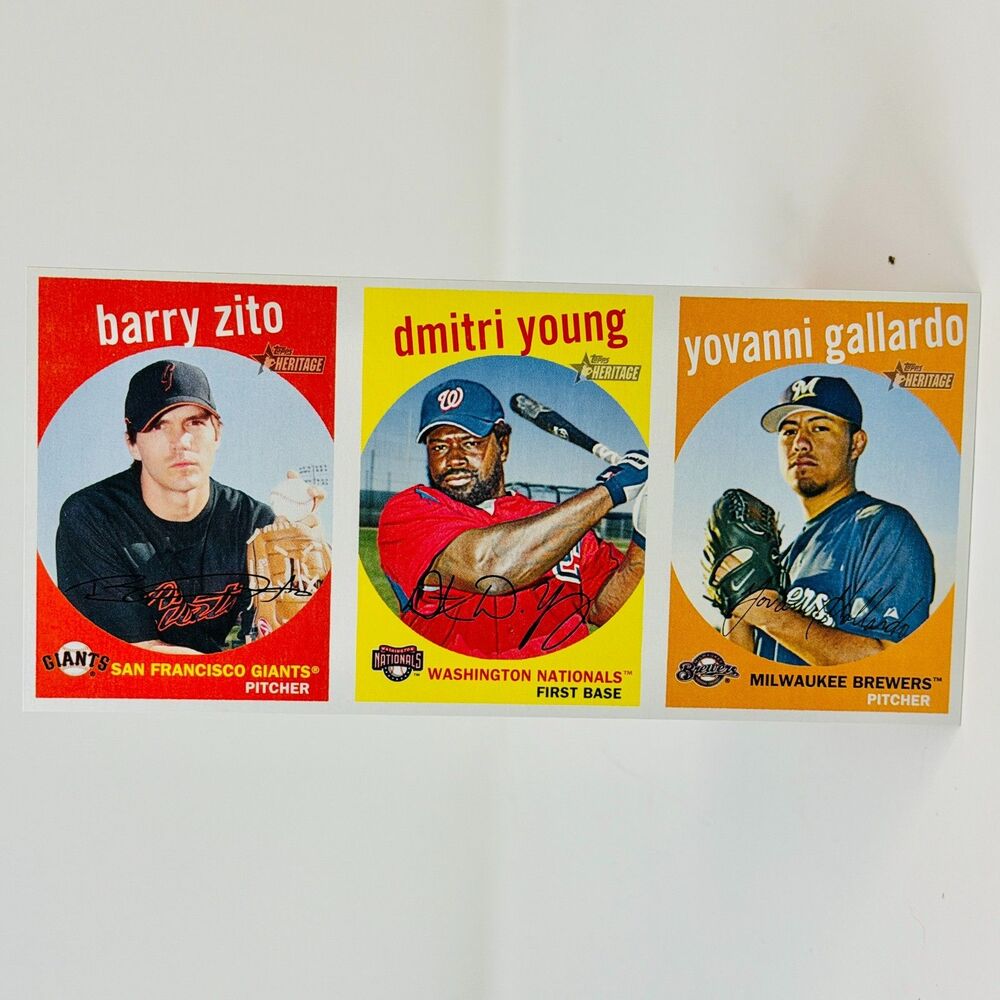 2008 TOPPS HERITAGE BOX TOPPER BARRY ZITO, DMITRI YOUNG, YOVANNI GALLARDO